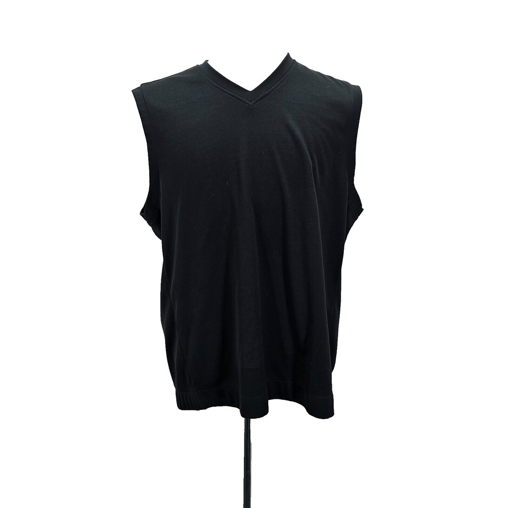 Nike Golf‎ Shirt Mens Large Black Tank Top FIT DRY Sleeveless Stretch Swoosh